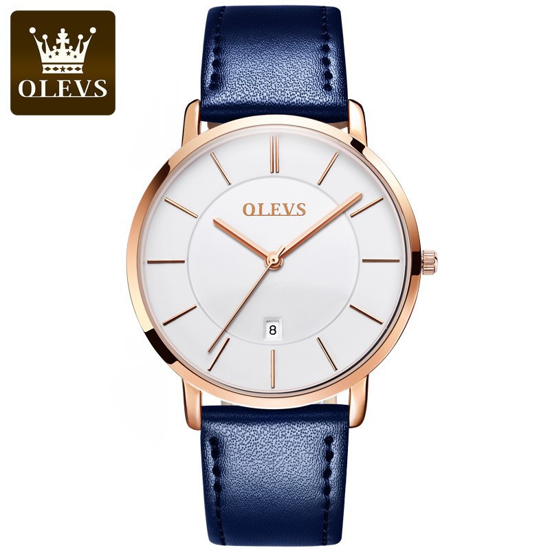 Luxury Watch With Leather Strap - OLEVS, relojes ultrafinos a la moda
