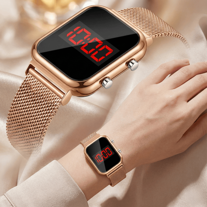 Luxury Watch Life - Relojes digitales LED rectangulares con hebilla