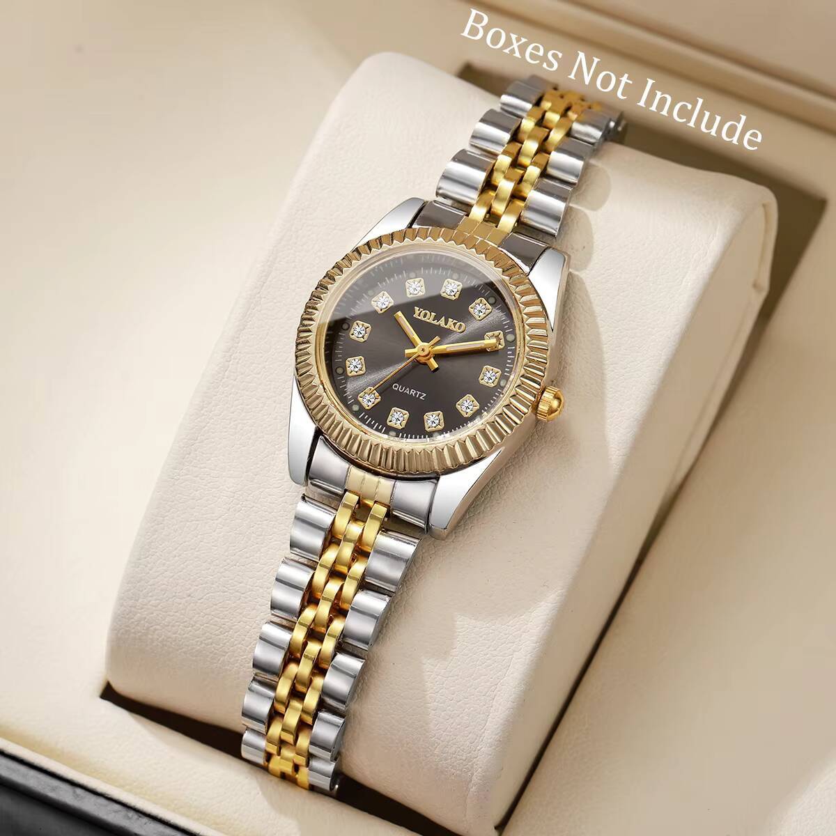 Luxury Watch Travel Case - Reloj de cuarzo con diamantes de