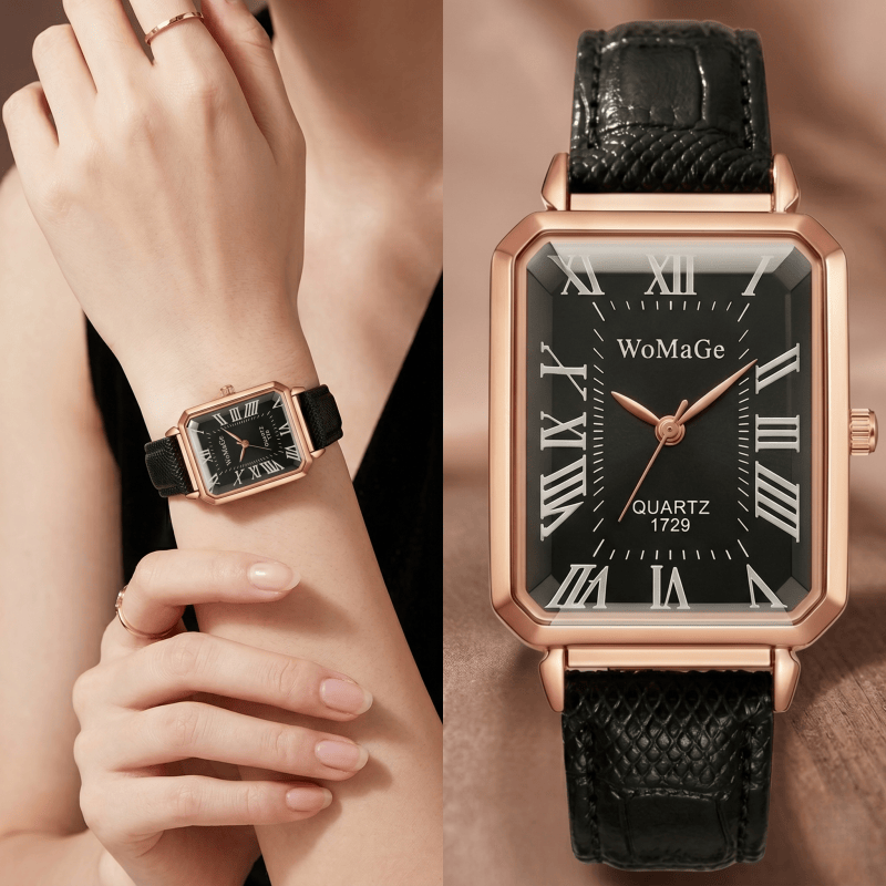 Relojes de cuarzo rectangulare - Luxury Watch With Leather Strap reseña y precio