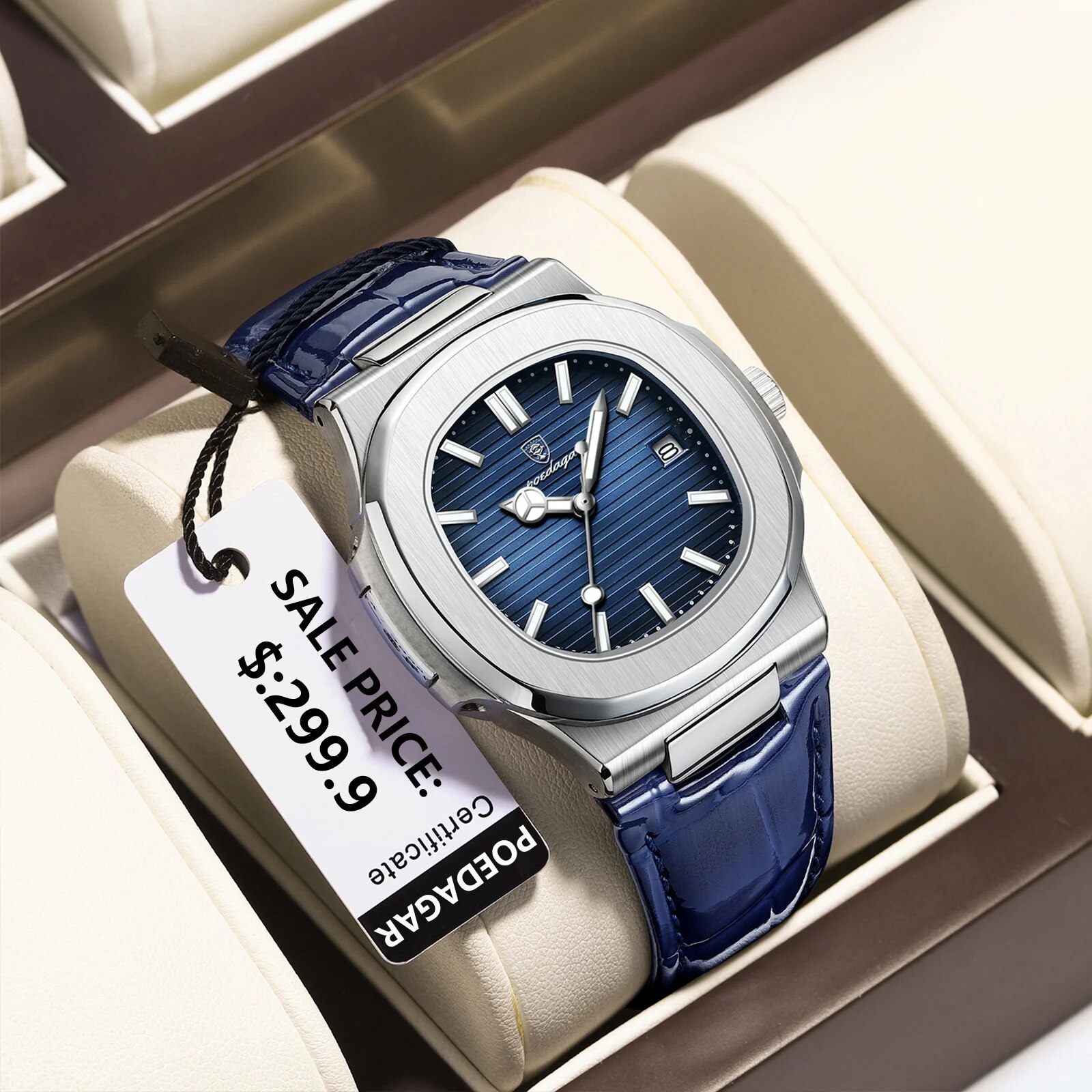 POEDAGAR, Reloj cuadrado de lu - Luxury Watch Organizer For Men reseña y precio