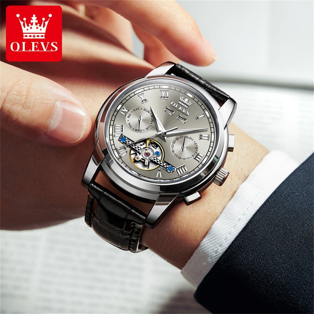 OLEVS marca de lujo Tourbillon - Luxury Watch With Leather Strap reseña y precio