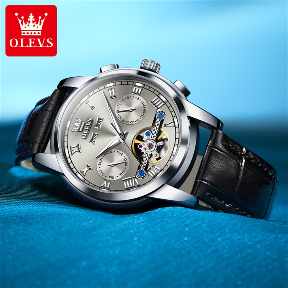 OLEVS marca de lujo Tourbillon - Luxury Watch With Leather Strap reseña y precio
