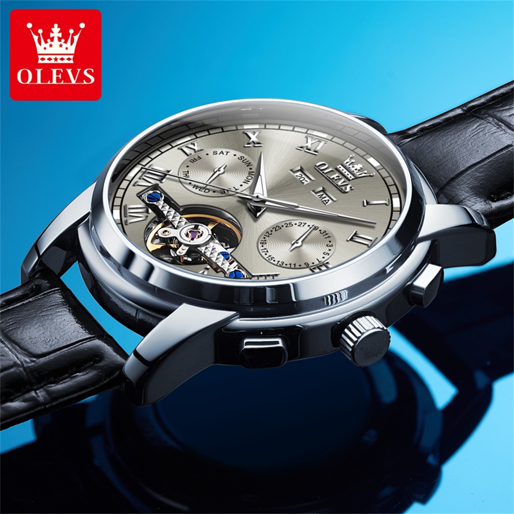 OLEVS marca de lujo Tourbillon - Luxury Watch With Leather Strap reseña y precio